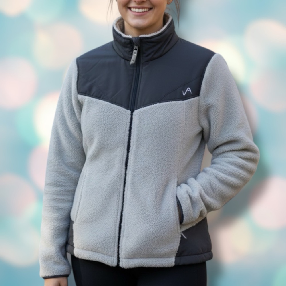 Vertical 9 Soft Fall/Winter Women's Gray Zip Up Fleece Jacket Coat Size L